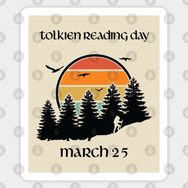 Tolkien Reading Day March 25 Mountain Hiker Sticker by CoffeeandTeas